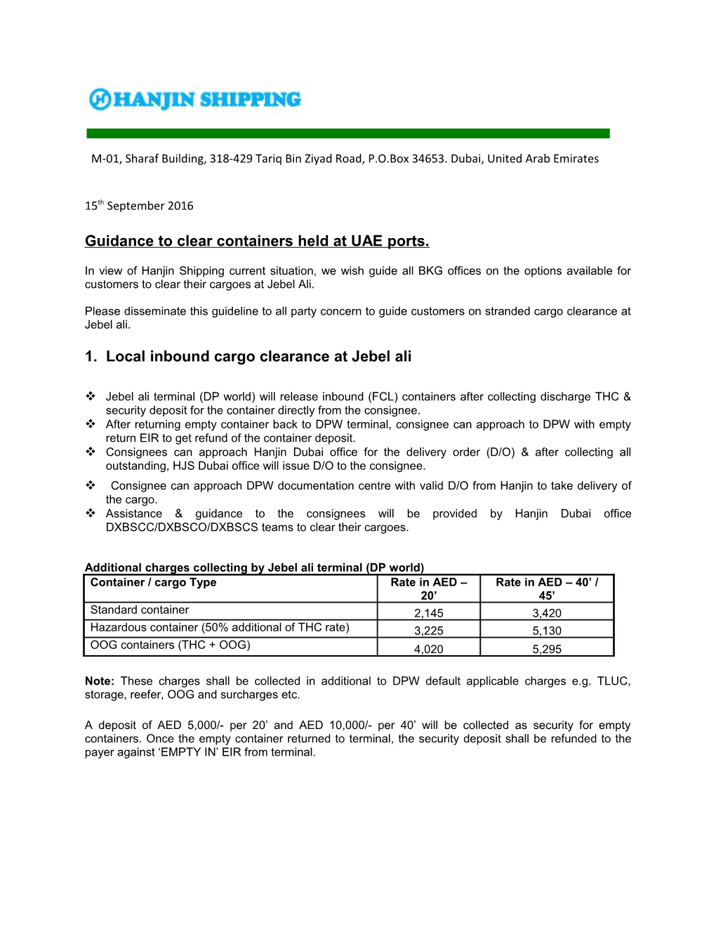 Guidance to Clear Containers Held at UAE Ports