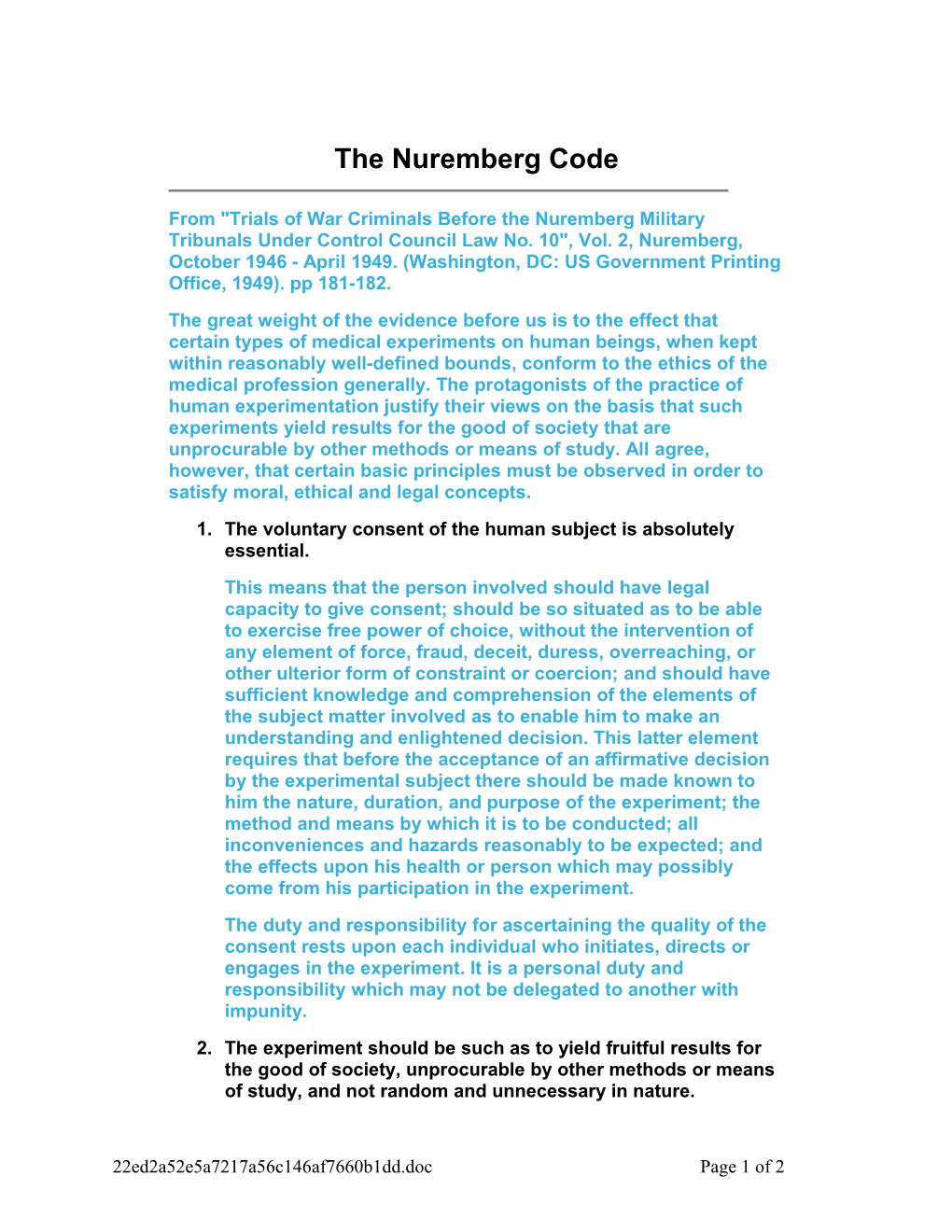 The Nuremberg Code