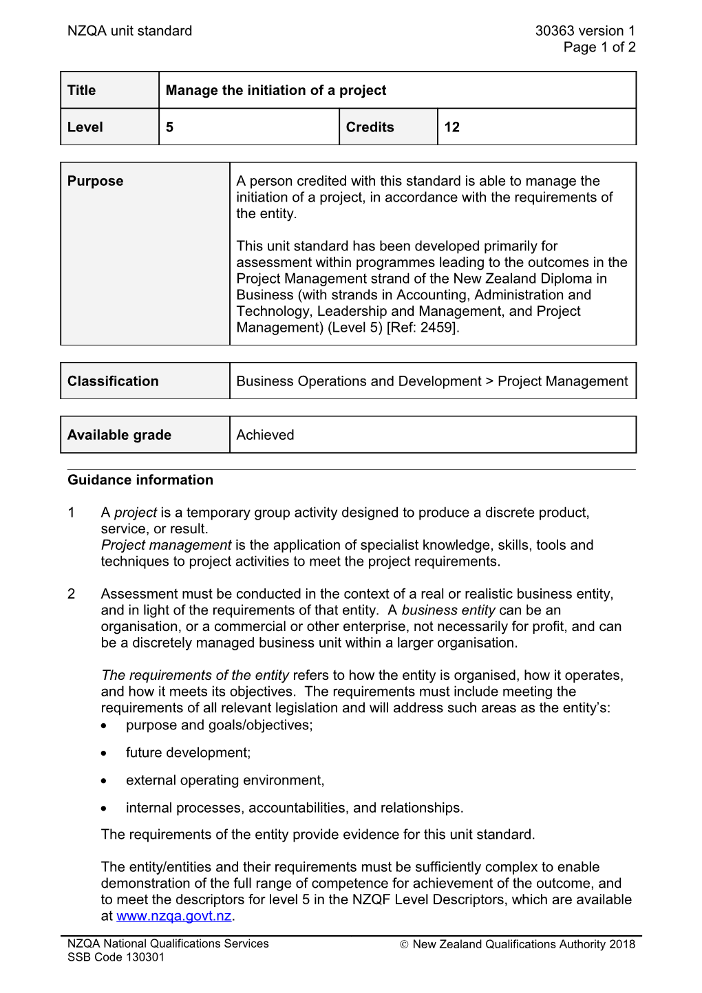 30363 Manage the Initiation of a Project