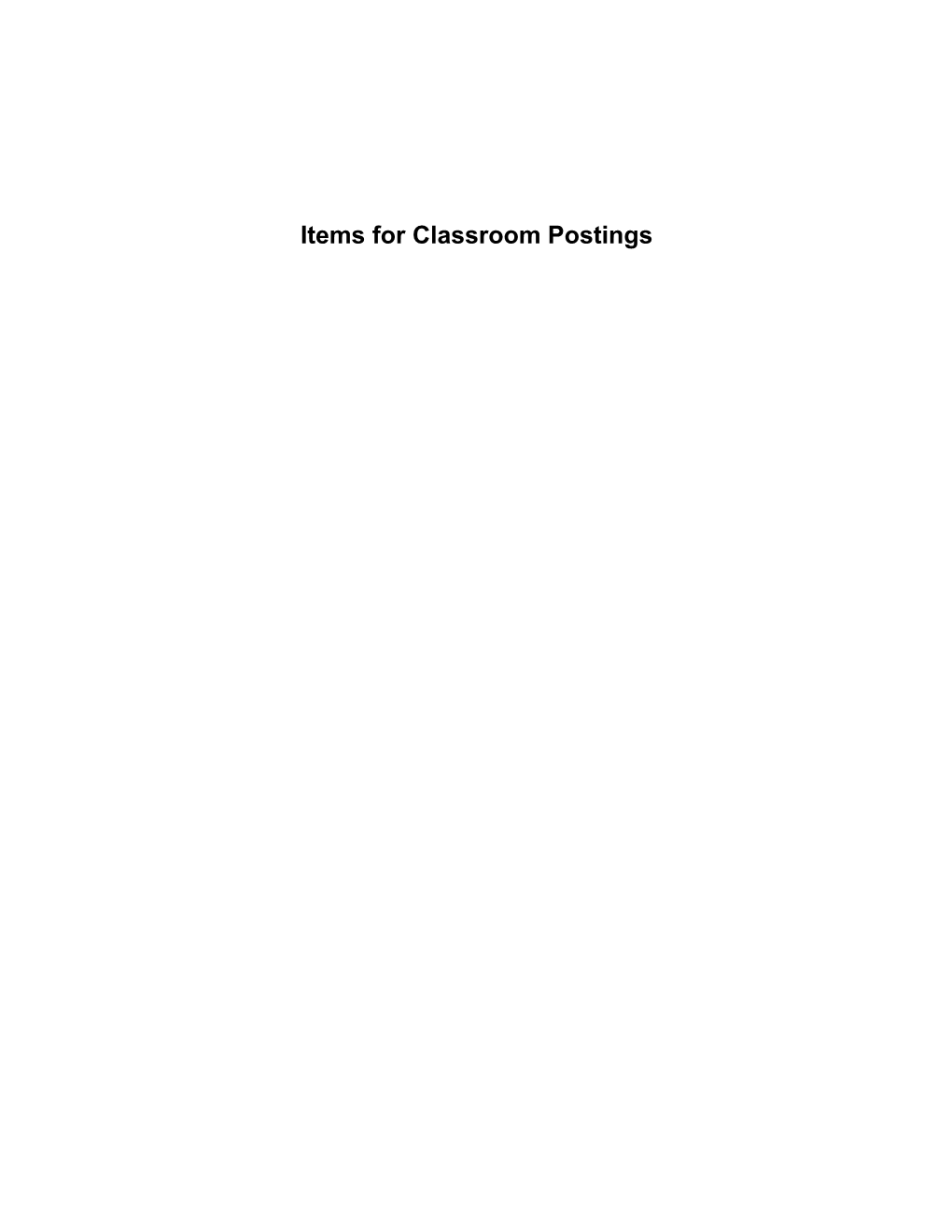 Items for Classroom Postings