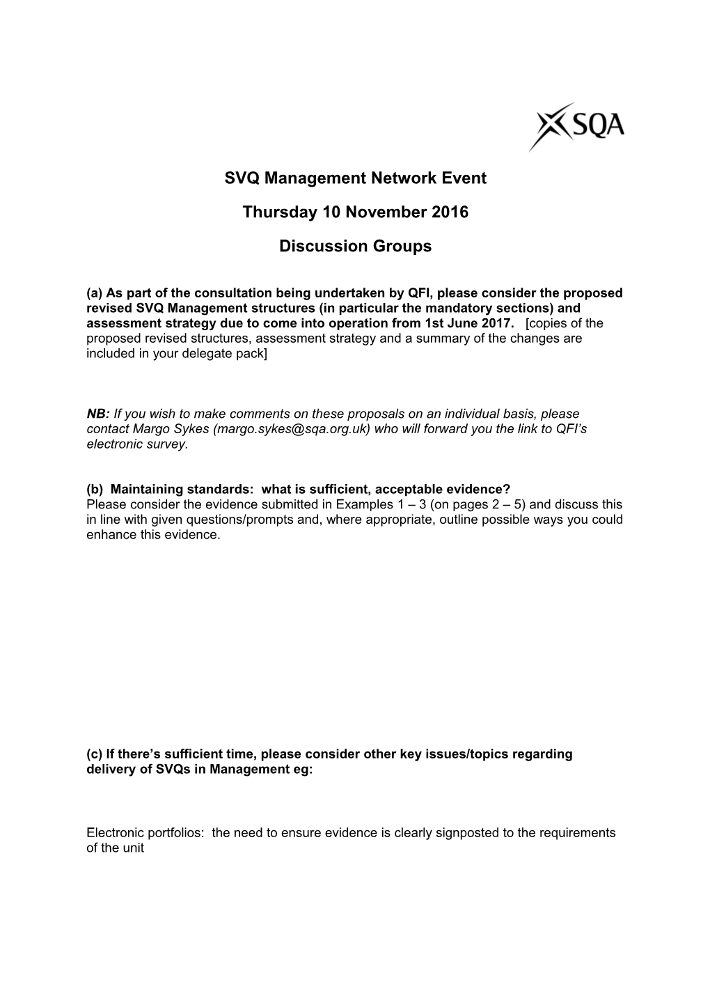 SVQ Management Network Event