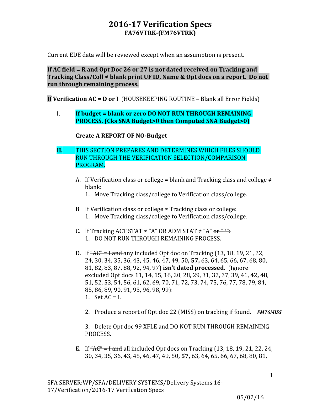 2016-17 Verification Specs