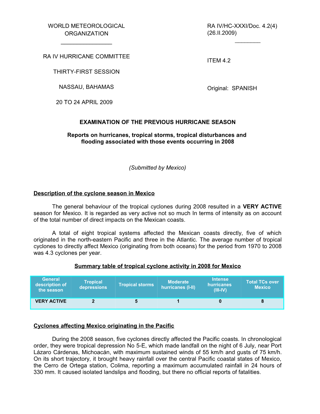 Examination of the Previous Hurricane Season