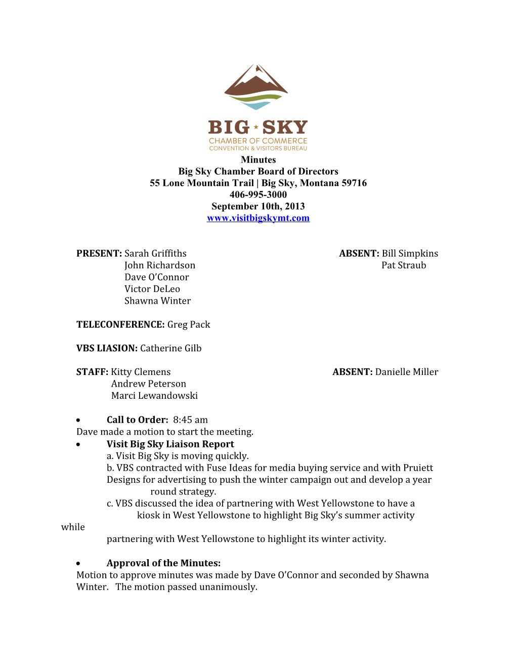 Big Sky Chamber Board of Directors