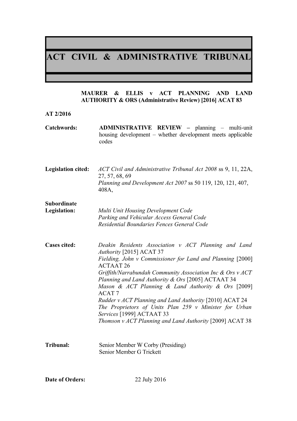 Act Civil & Administrative Tribunal s1