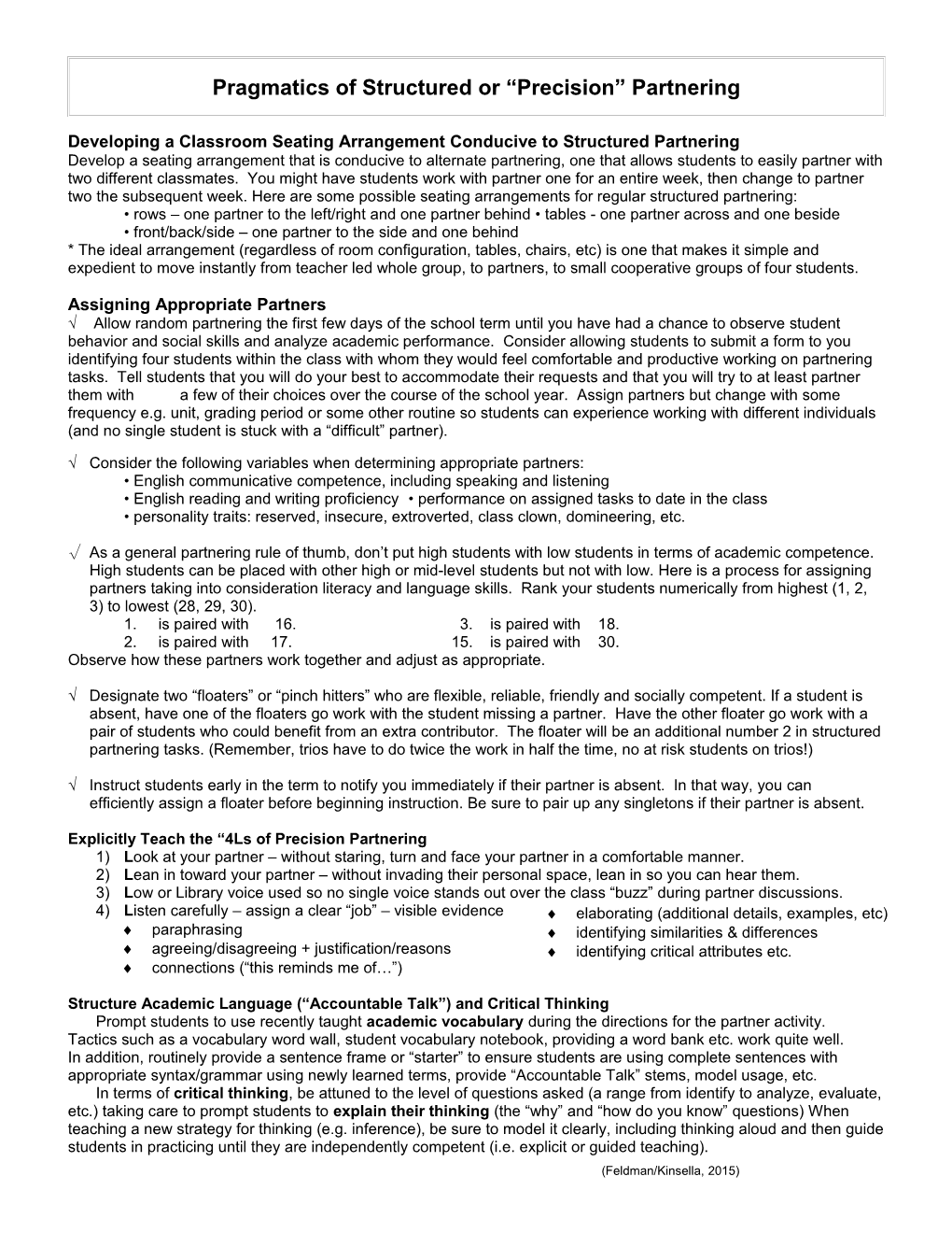 Essential Features of Structured, Inclusive Academic Discussions