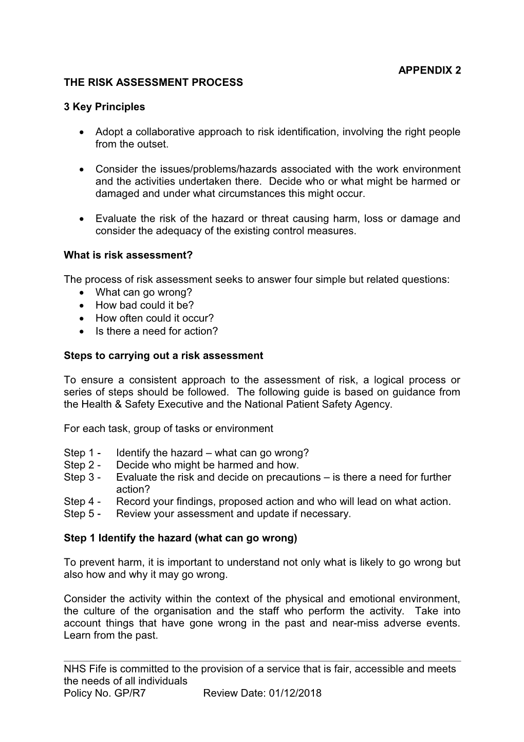 The Risk Assessment Process