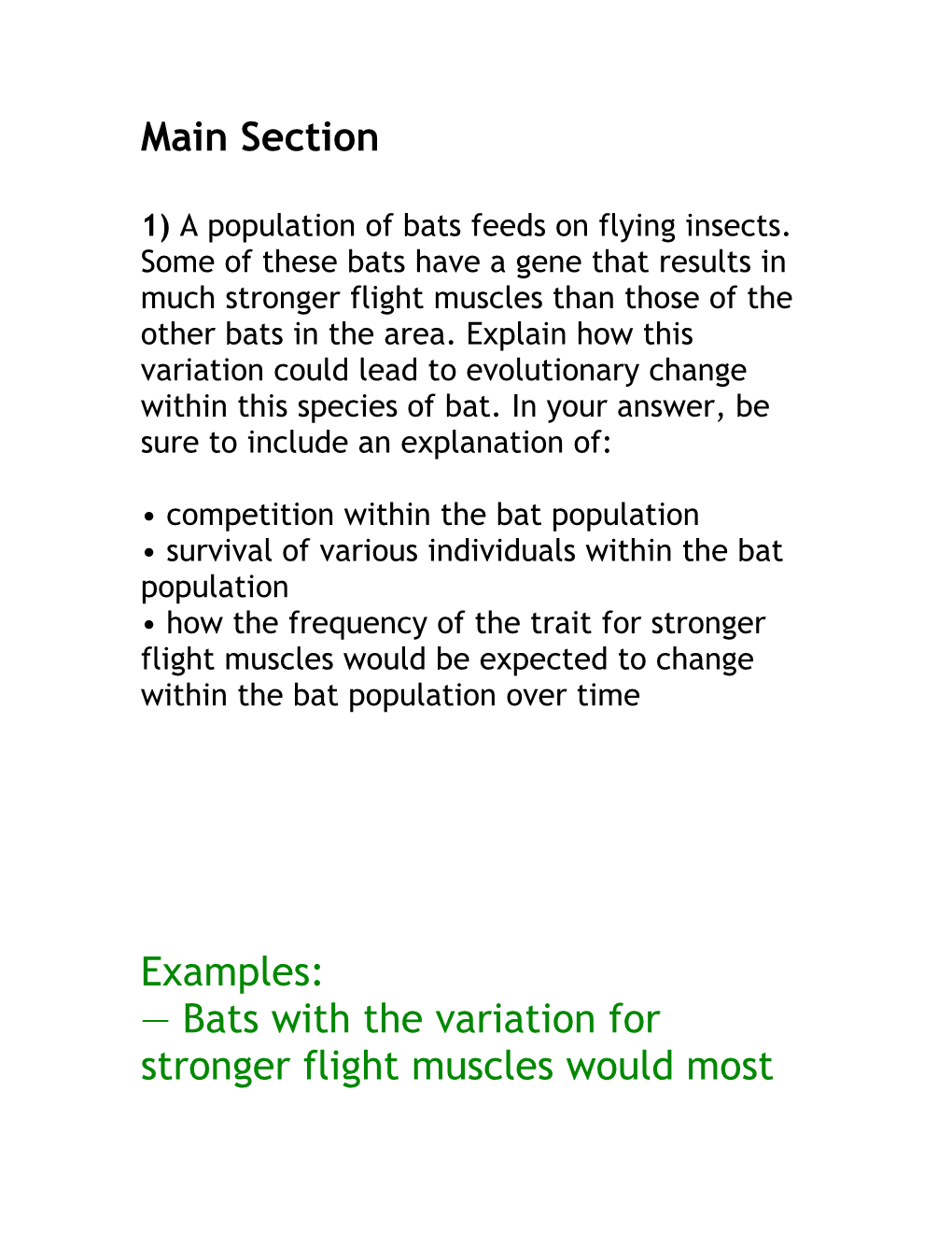 Main Section 1) a Population of Bats Feeds on Flying Insects. Some of These Bats Have A