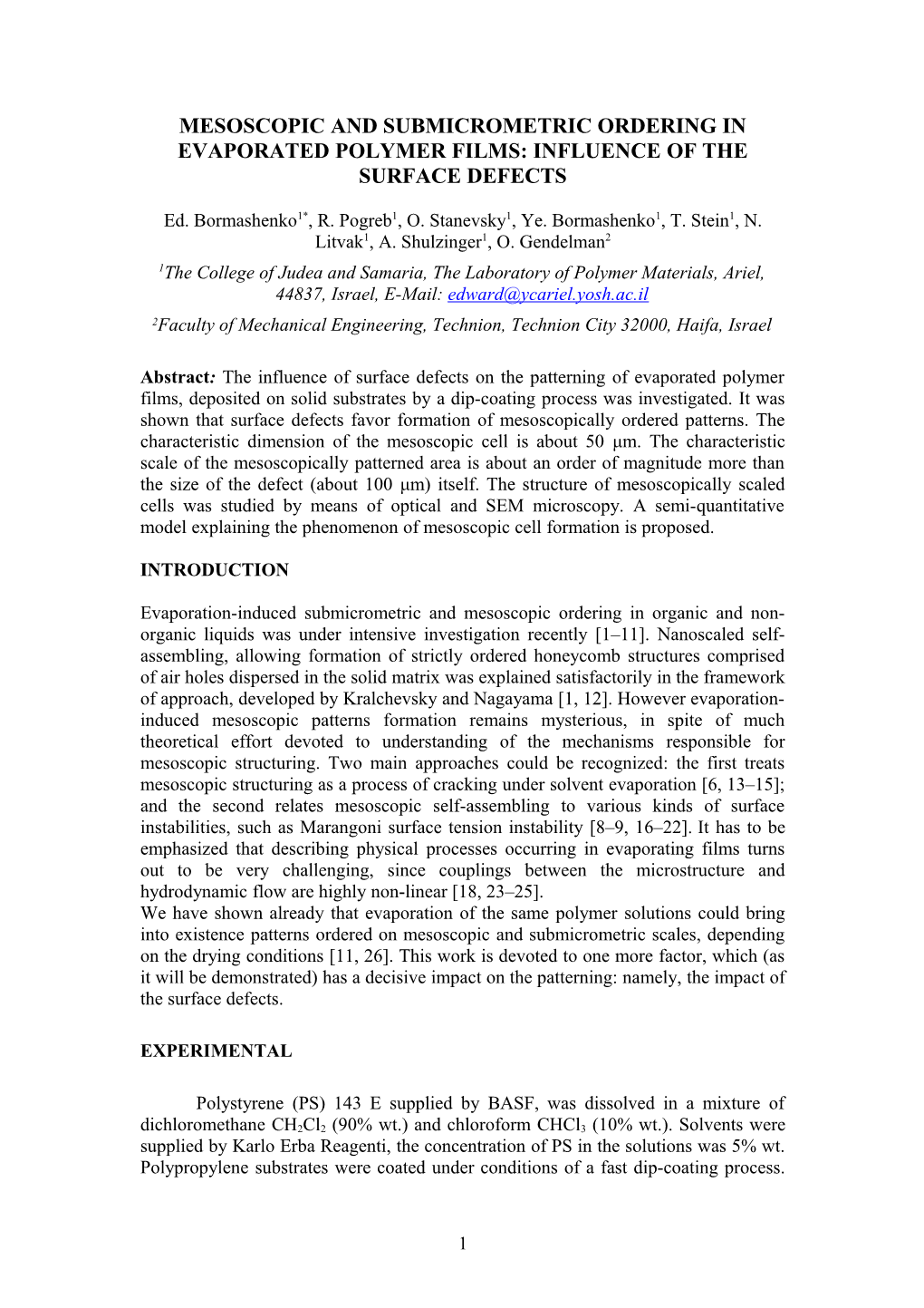 Mesoscopic Ordering of Evaporated Polymer Films on Tilted Substrates