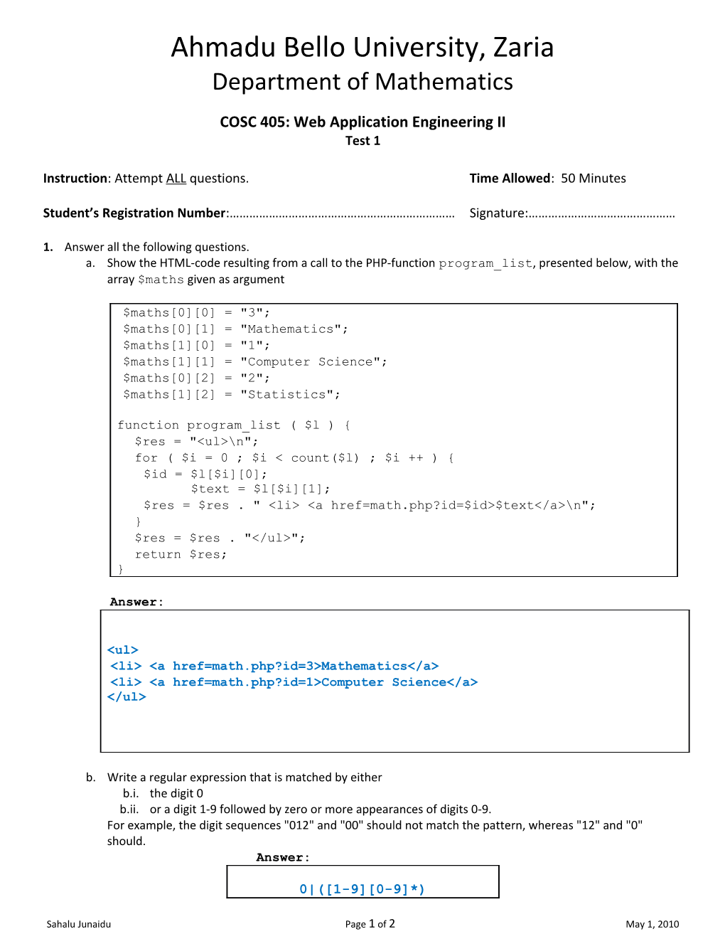 COSC 405: Web Application Engineering II