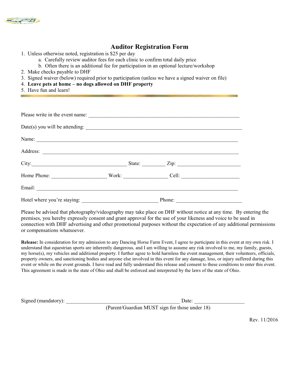 Auditor Registration Form