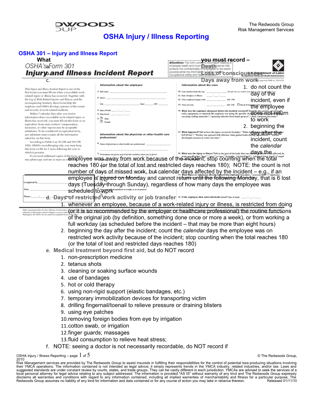 OSHA Injury/Illness Reporting