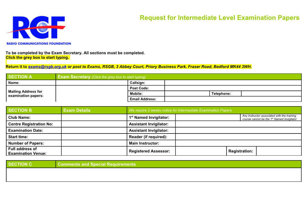 Request for Intermediate Levelexamination Papers
