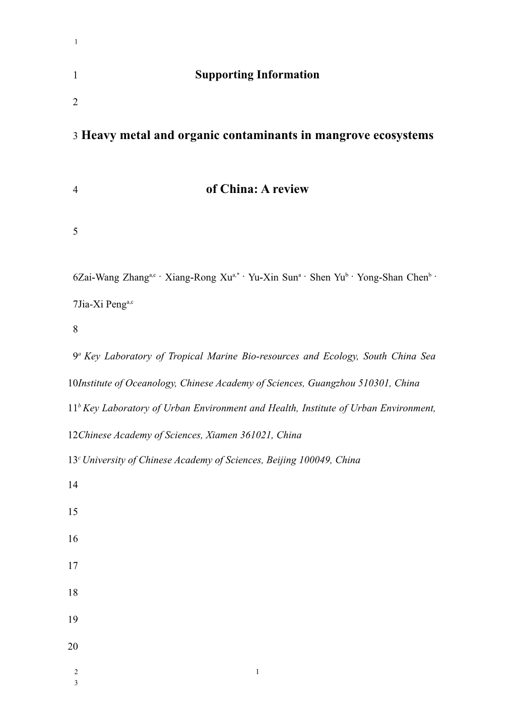 Heavy Metal and Organic Contaminants in Mangrove Ecosystems of China: a Review