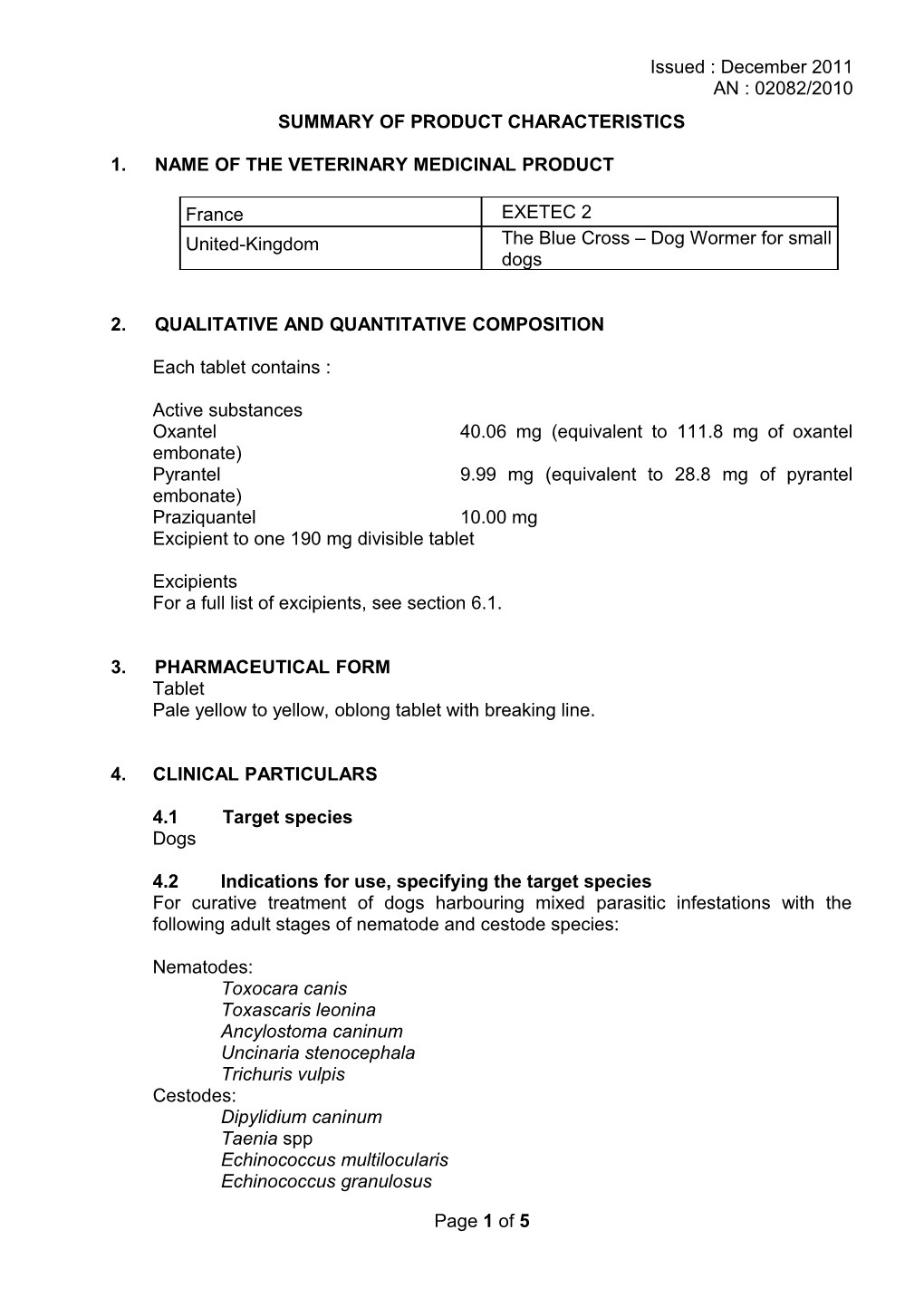 Summary of Product Characteristics