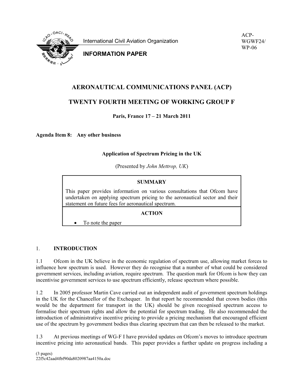 Application of Spectrum Pricing in the UK