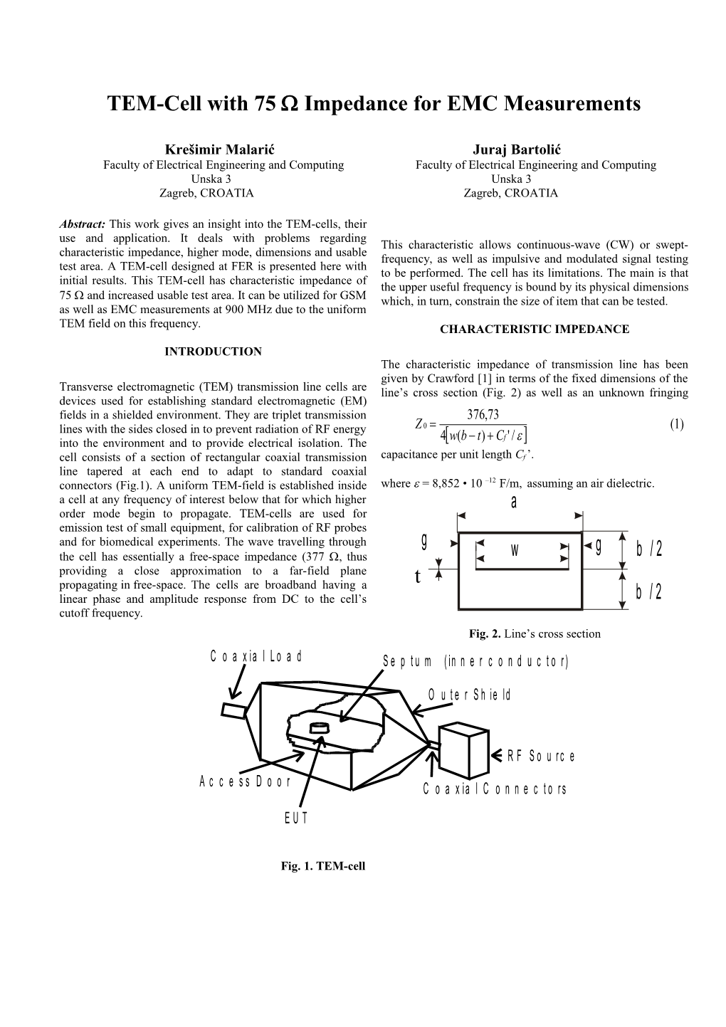 Tem-Cell with 75 Impedance for Emc Measurements