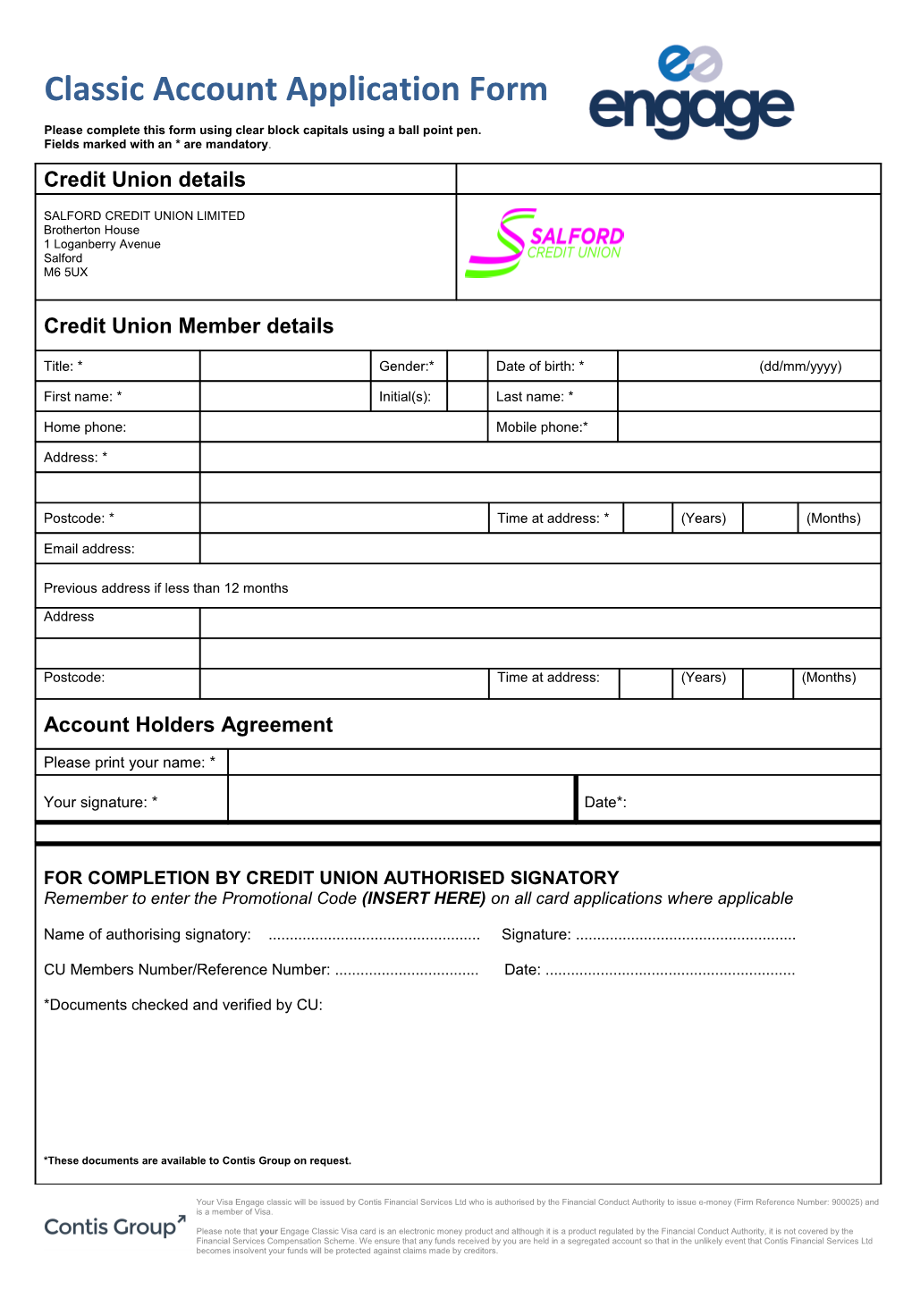 Debit Card Application Form