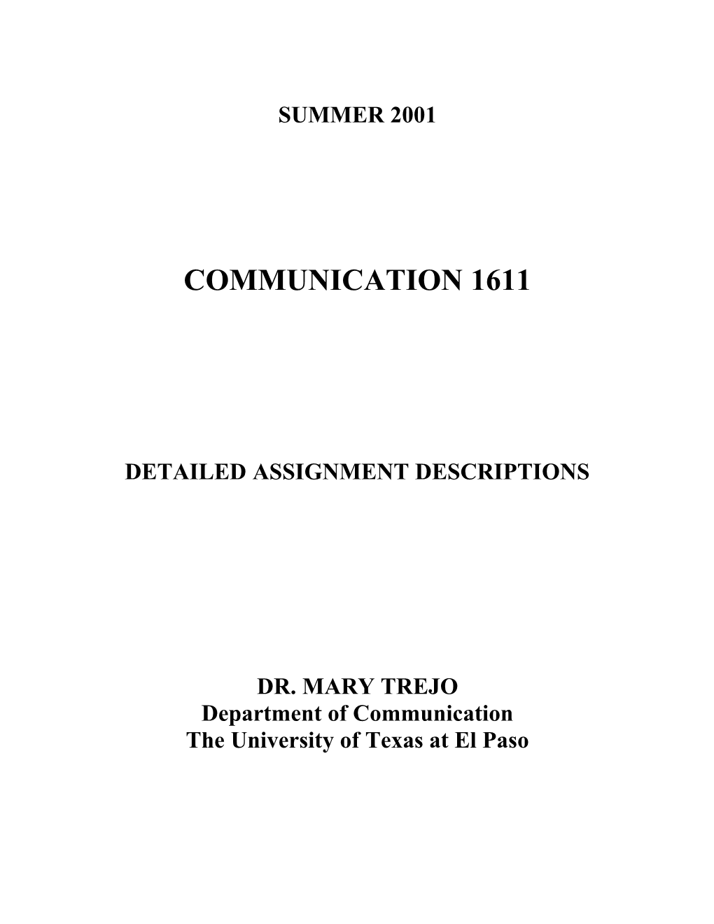 Communication 6111, Written and Oral Communication
