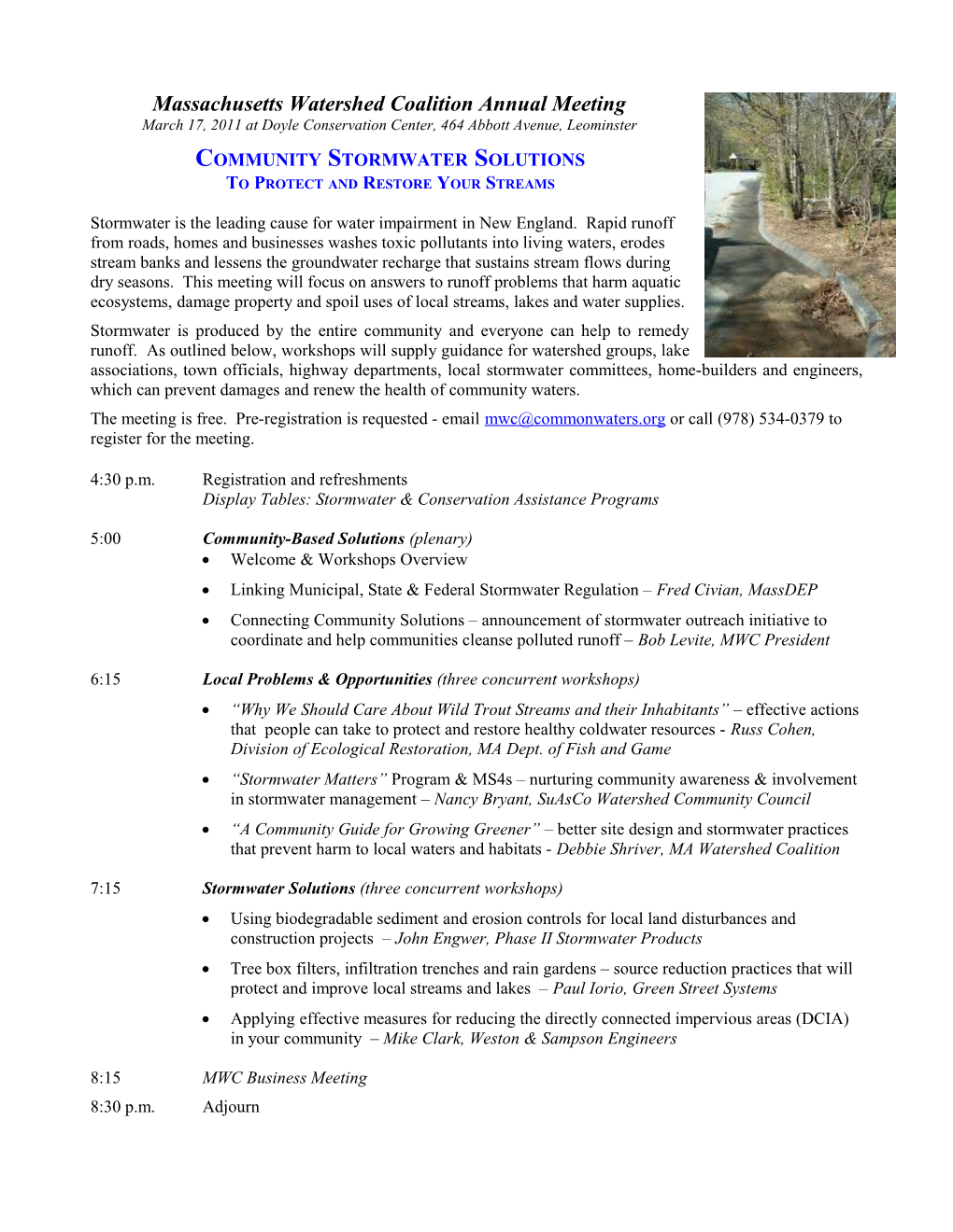 Massachusetts Watershed Coalition Annual Meeting