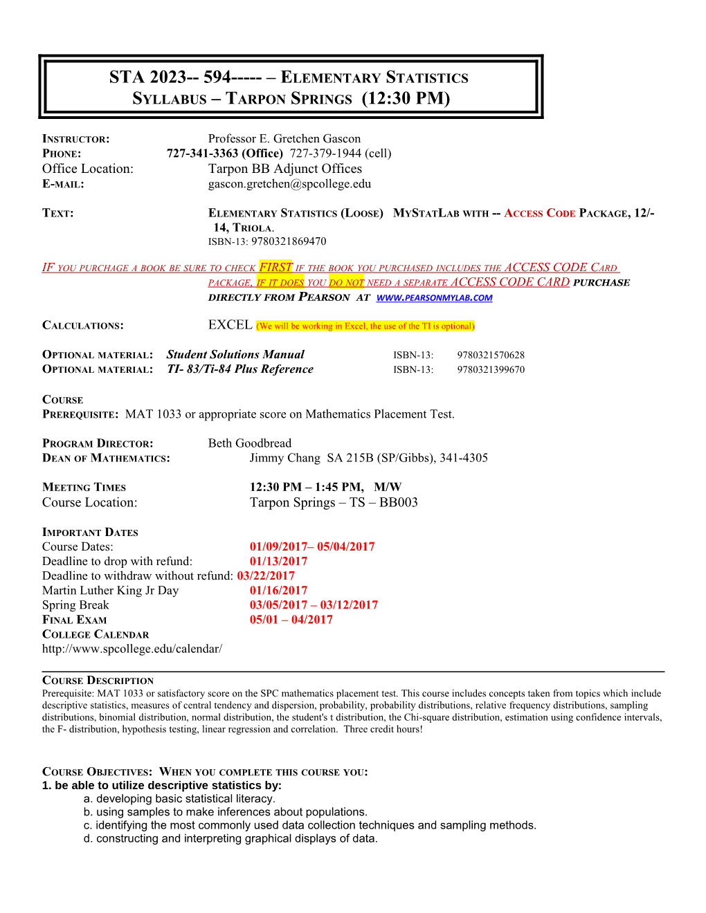 STA 2023 - ELEMENTARY STATISTICS Gascon