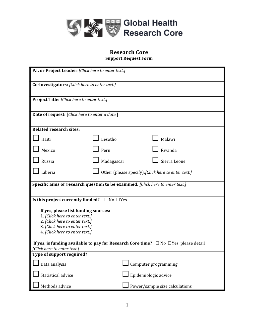 Support Request Form