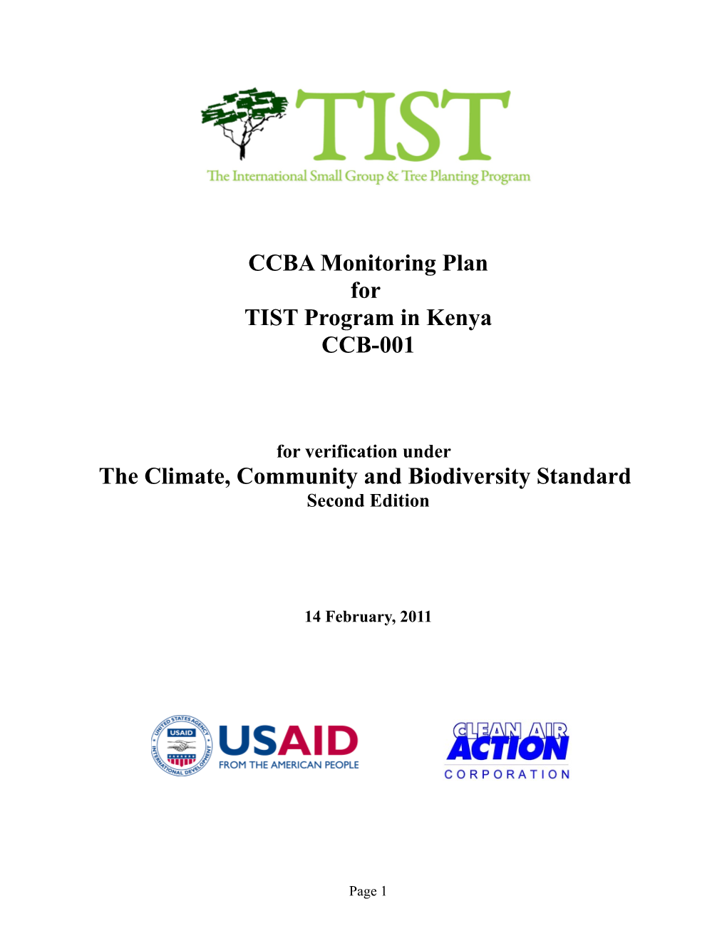 CCBA Monitoring Plan