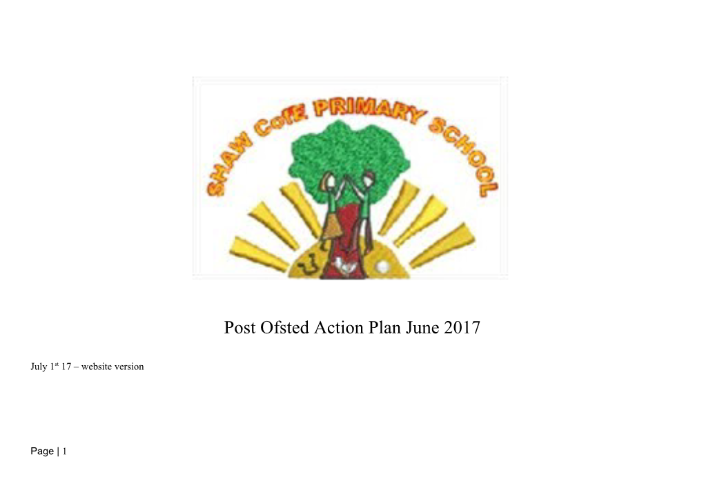 Shaw Cofe Primary School Post OFSTED Action Plan Third Draft June 17