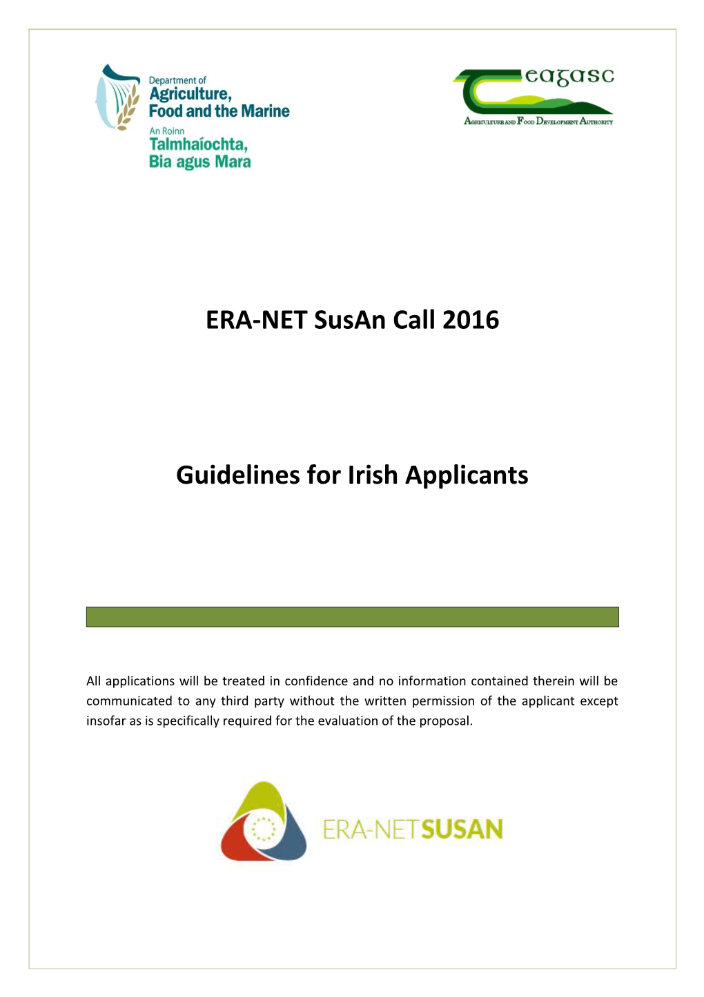 ERA-NET Susan Call 2016 Guidelines for Irish Applicants