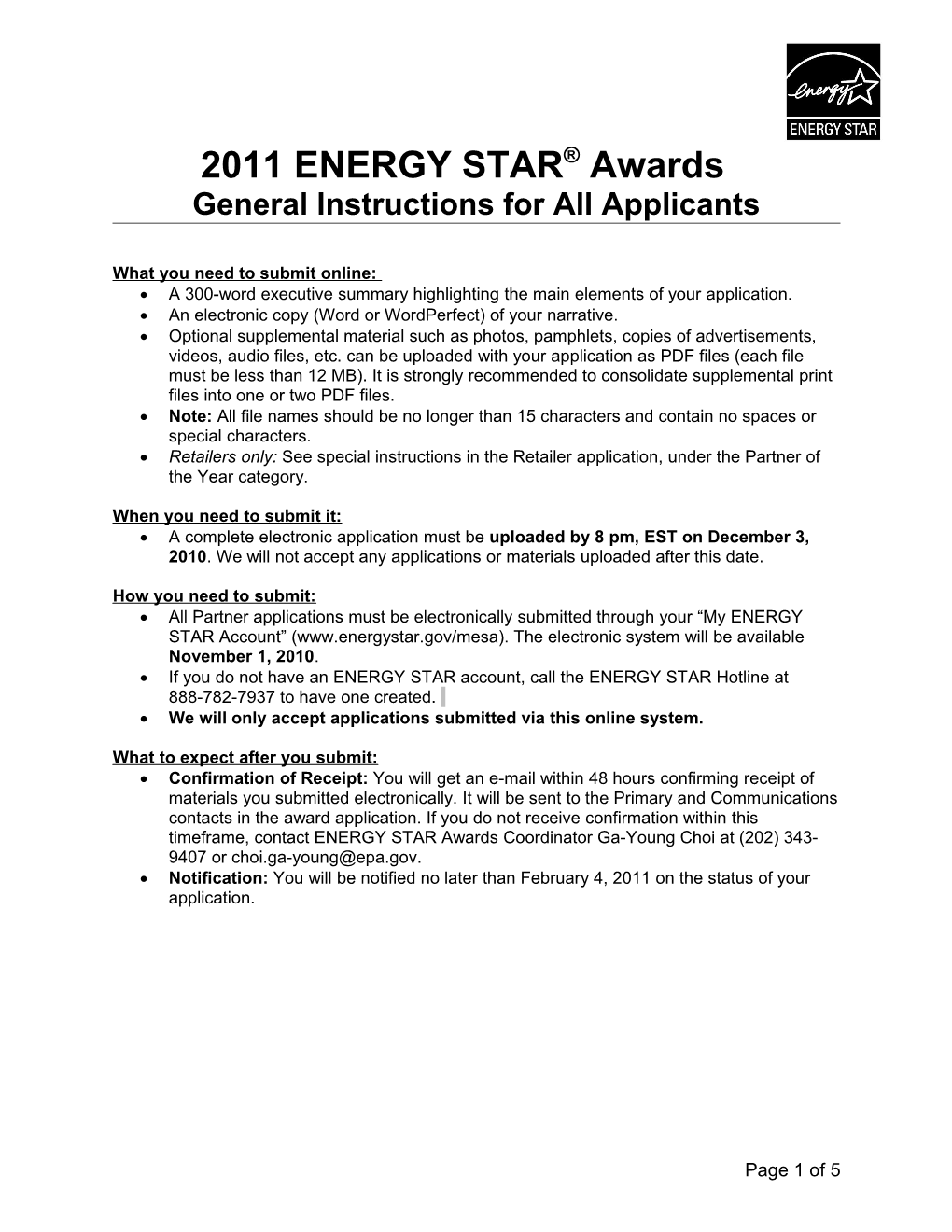 2007 ENERGY STAR Award Application