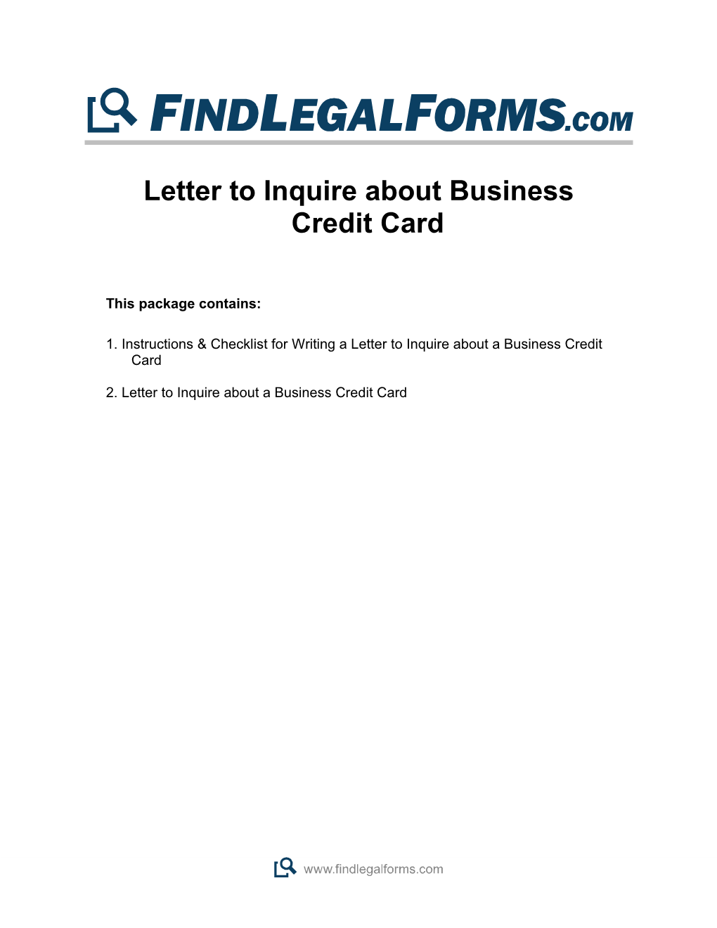 Letter to Inquire About Business Credit Card