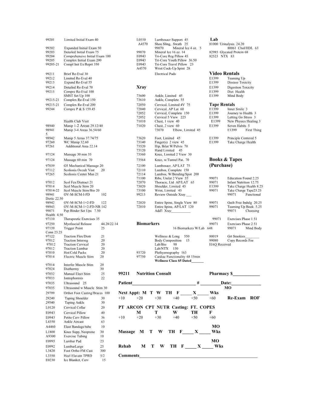 99201 Limited Initial Exam 40