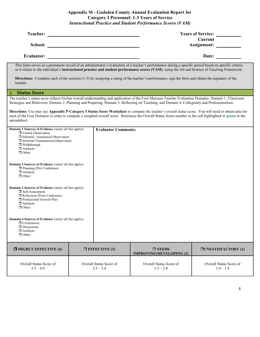 Appendix M - Gadsden County Annual Evaluation Report For