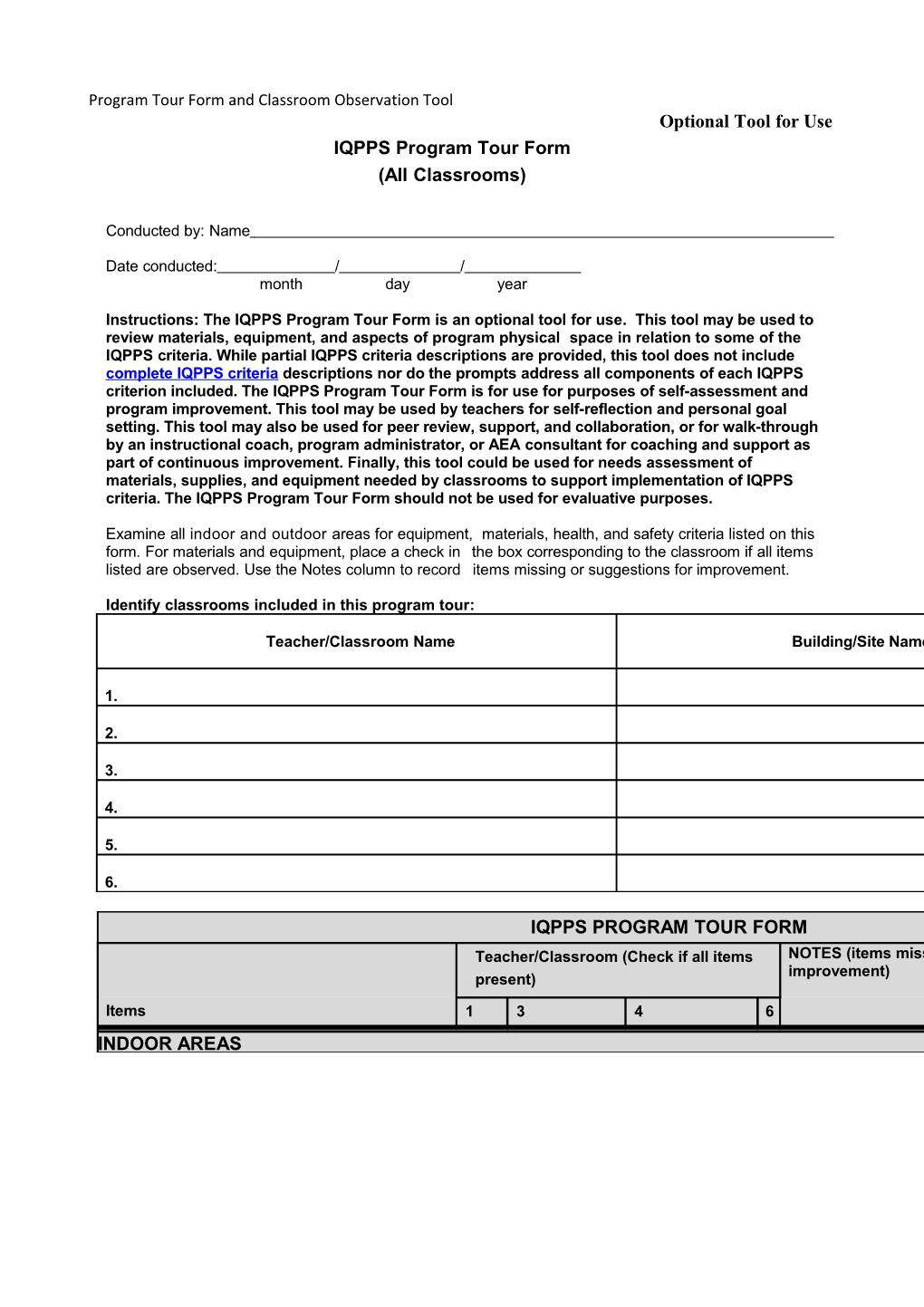 Program Tour Form 0906