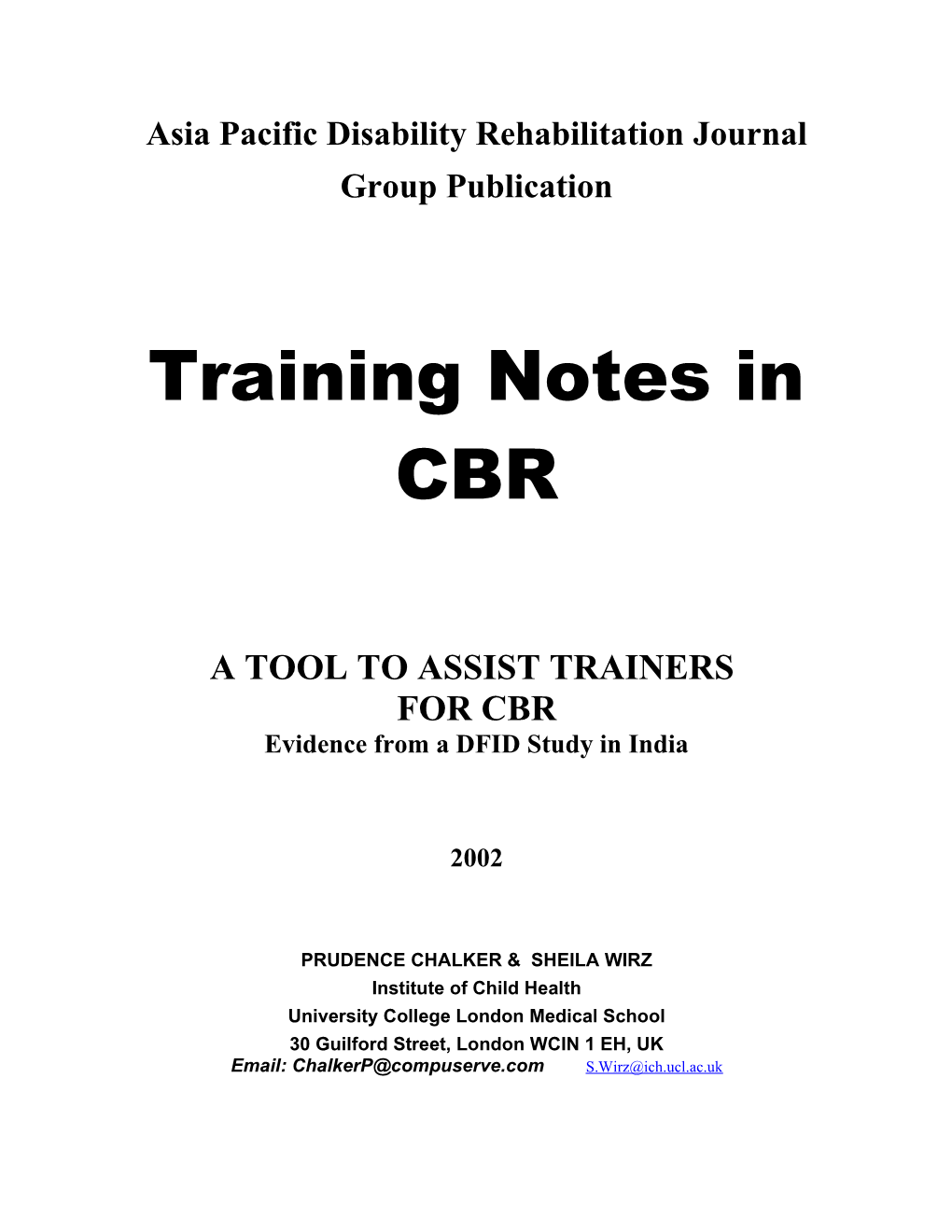Tool to Assist Trainers Planning Cbr Training Courses