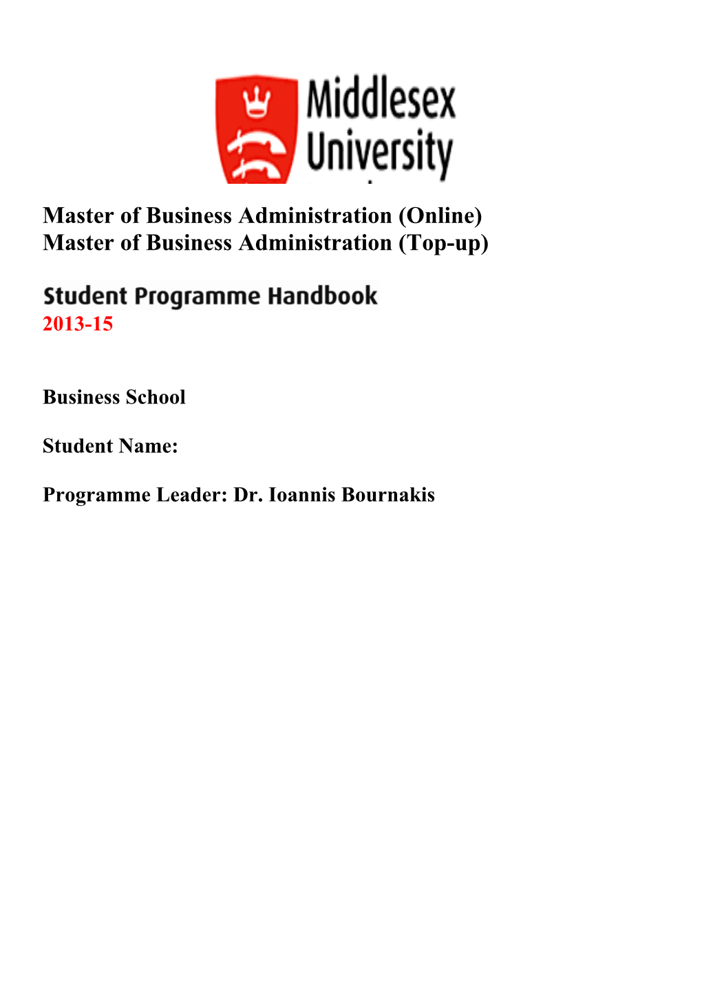 Master of Business Administration (Online)