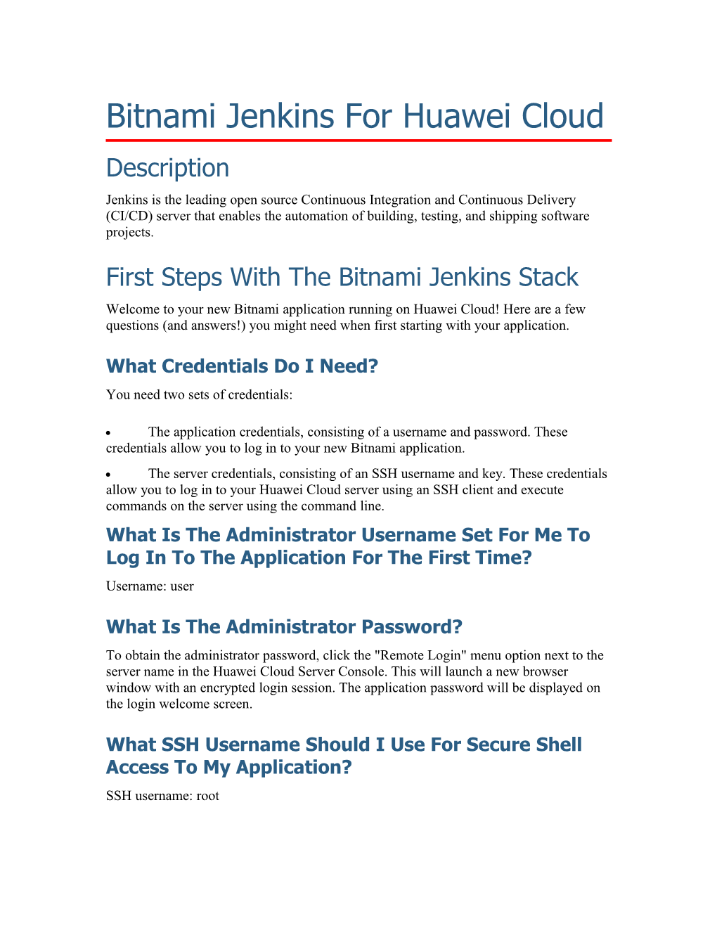 Bitnami Jenkins for Huawei Cloud