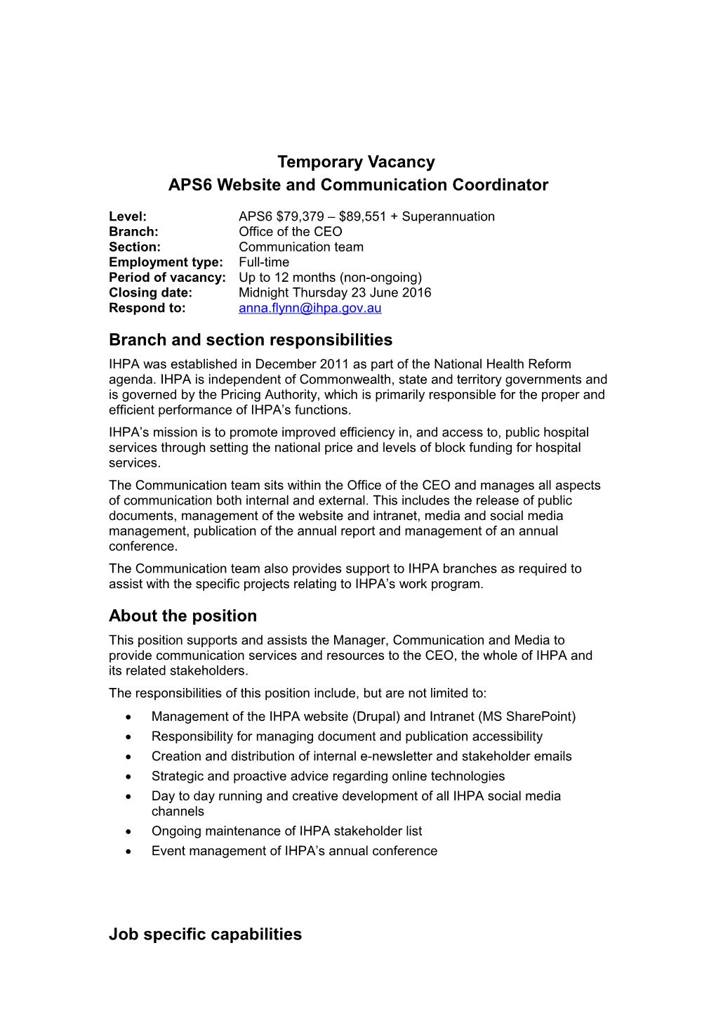 APS6 Website and Communication Coordinator