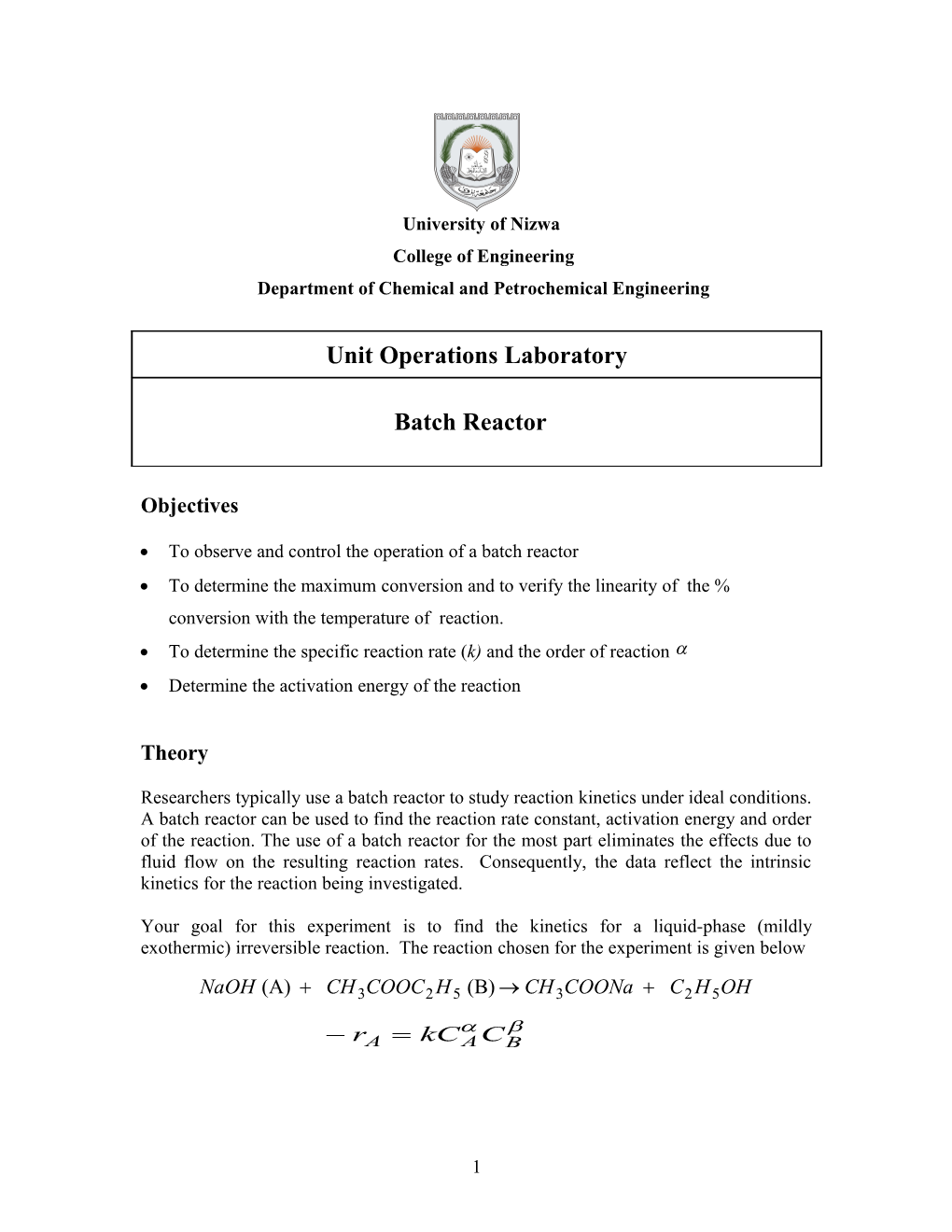 Department of Chemical and Petrochemical Engineering