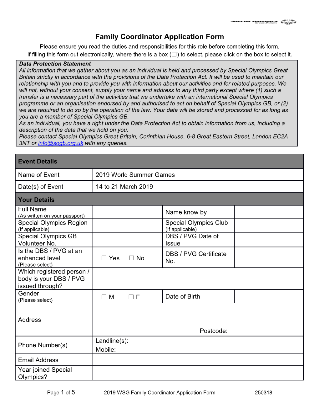 HOD & AHOD Application Form