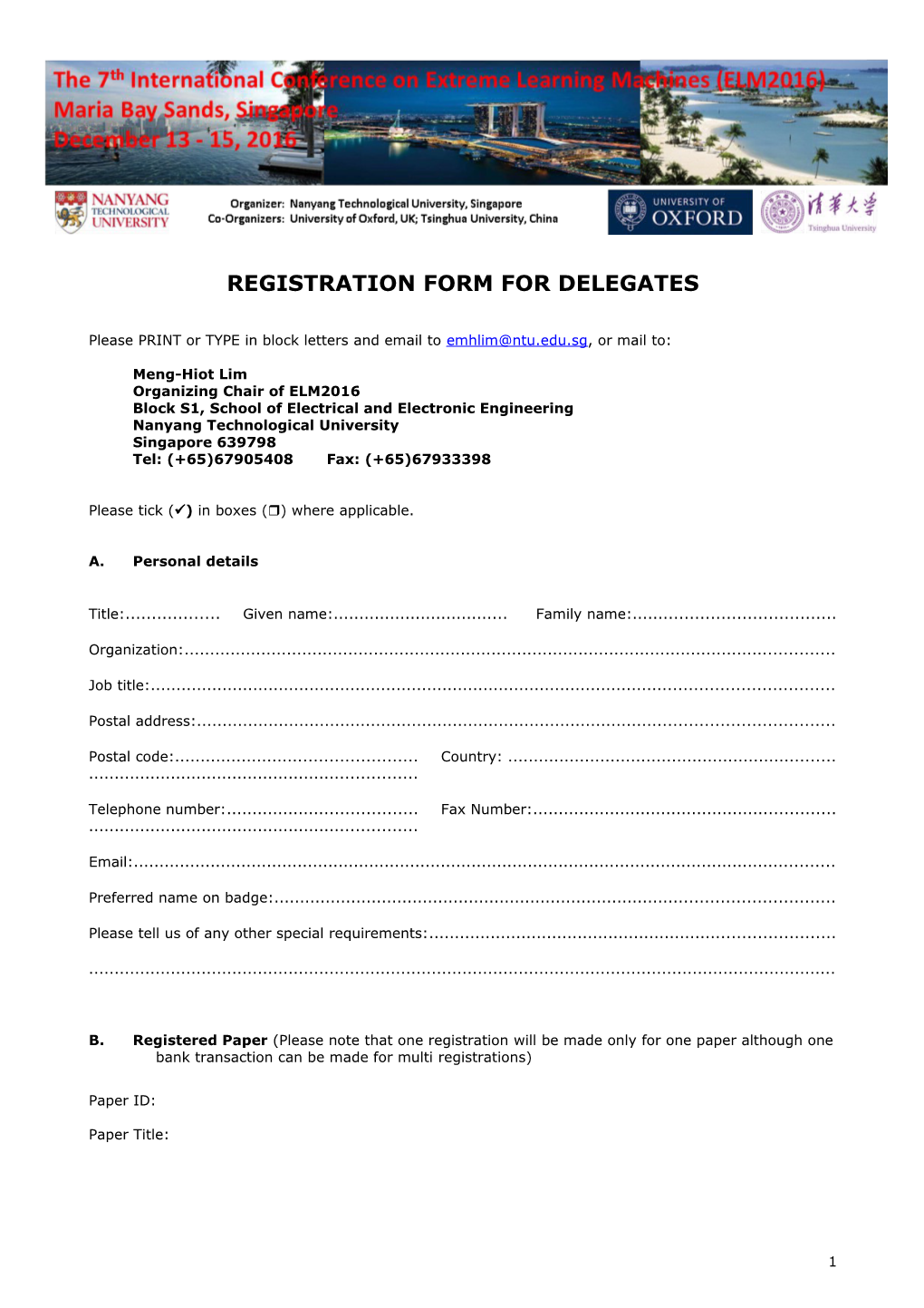 Registration Form for Delegates