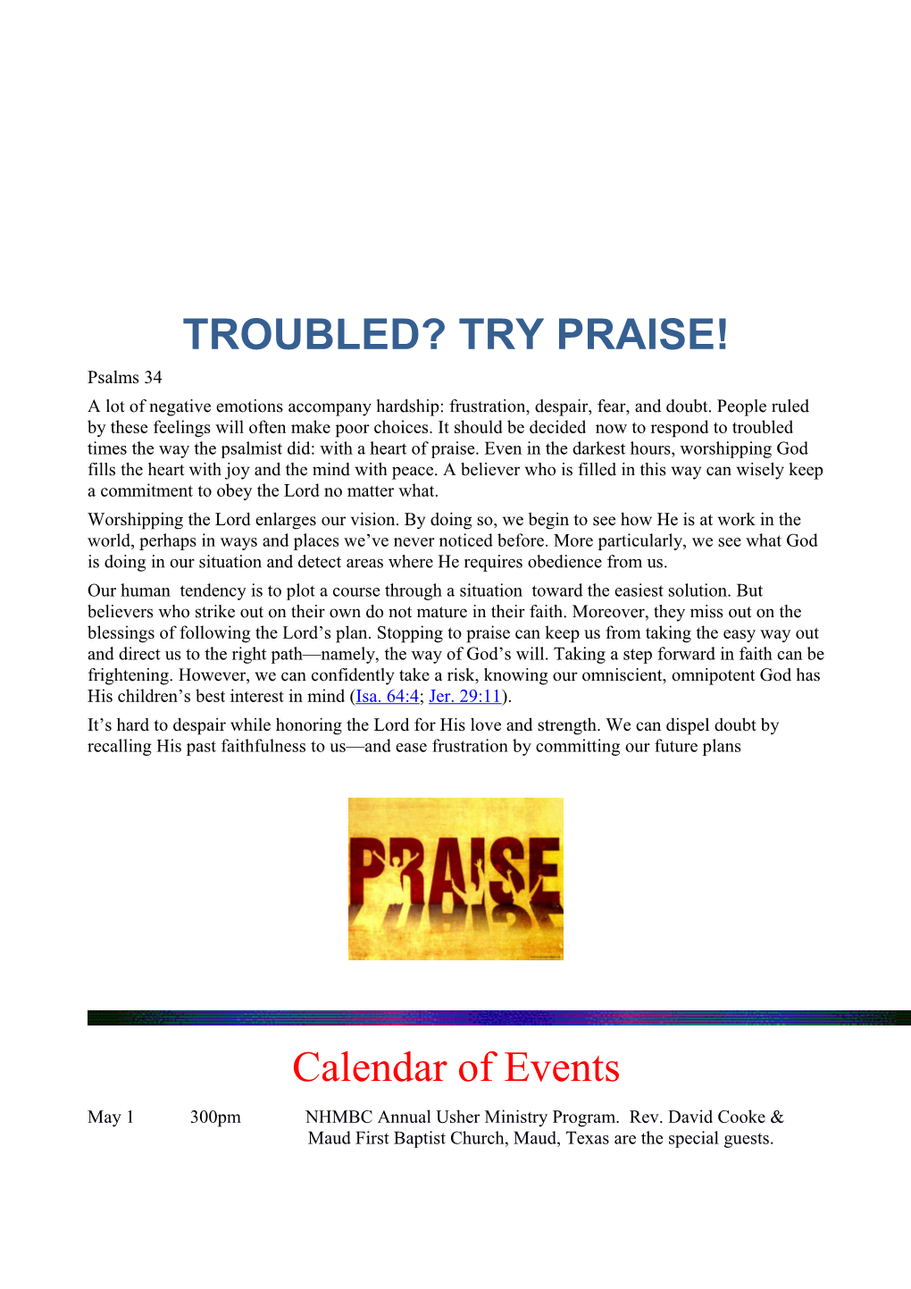 Troubled? Try Praise!