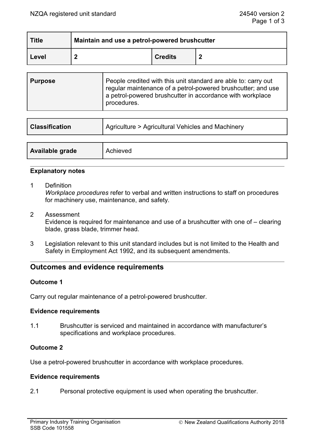 24540 Maintain and Use a Petrol-Powered Brushcutter