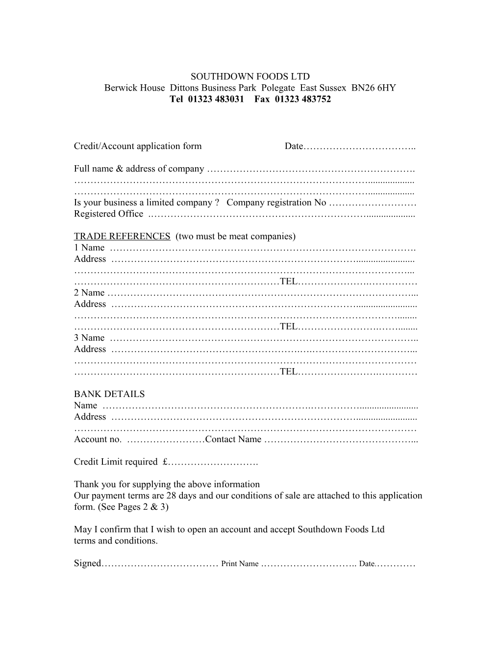 Southdown Foods Ltd