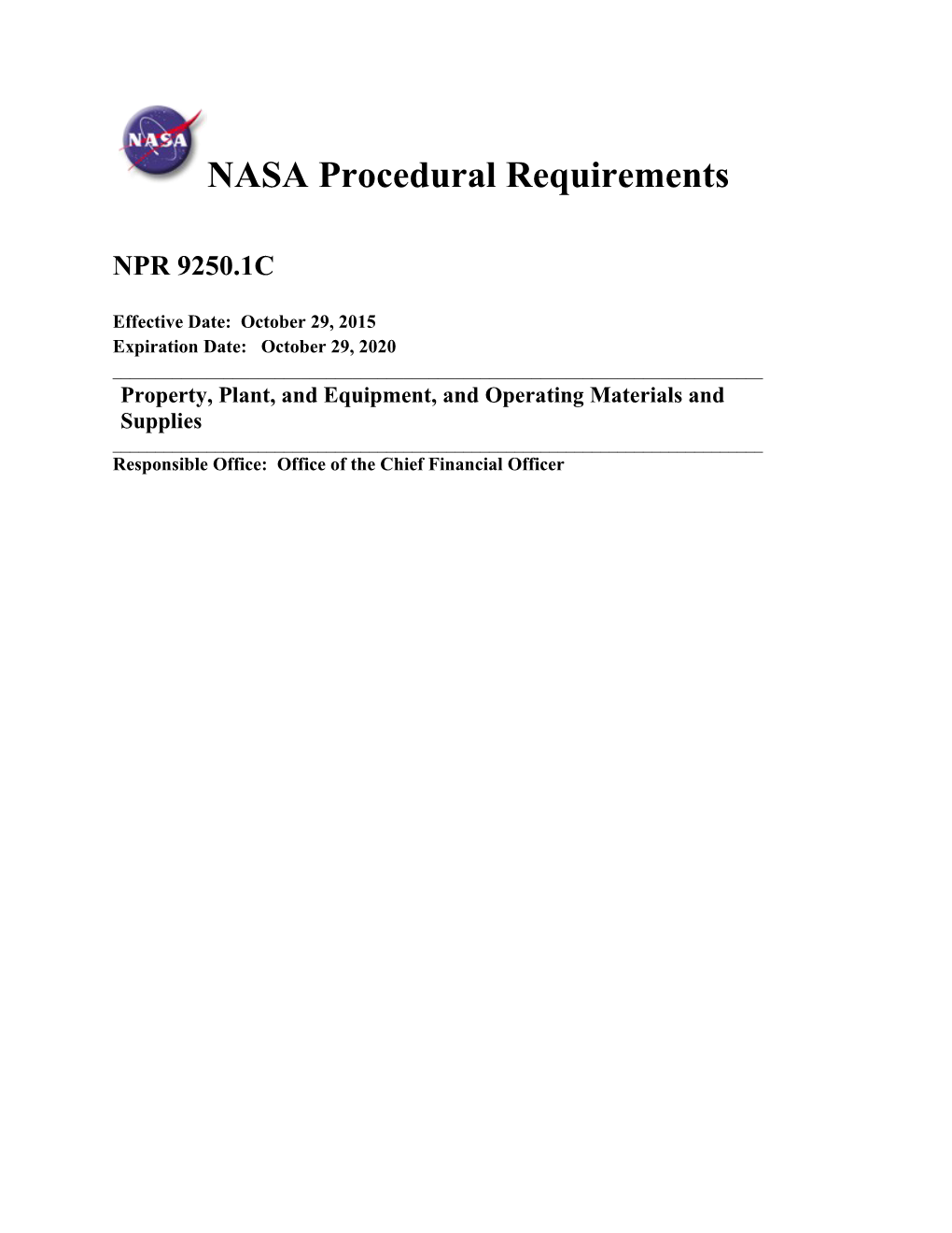 NASA Procedural Requirement s1