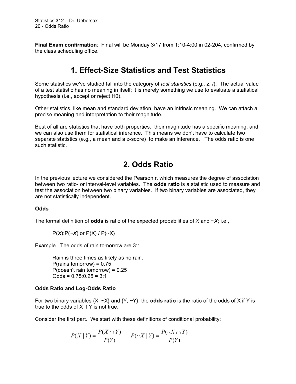 1. Effect-Size Statistics and Test Statistics