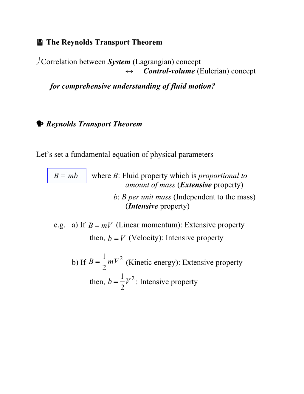 The Reynolds Transport Theorem