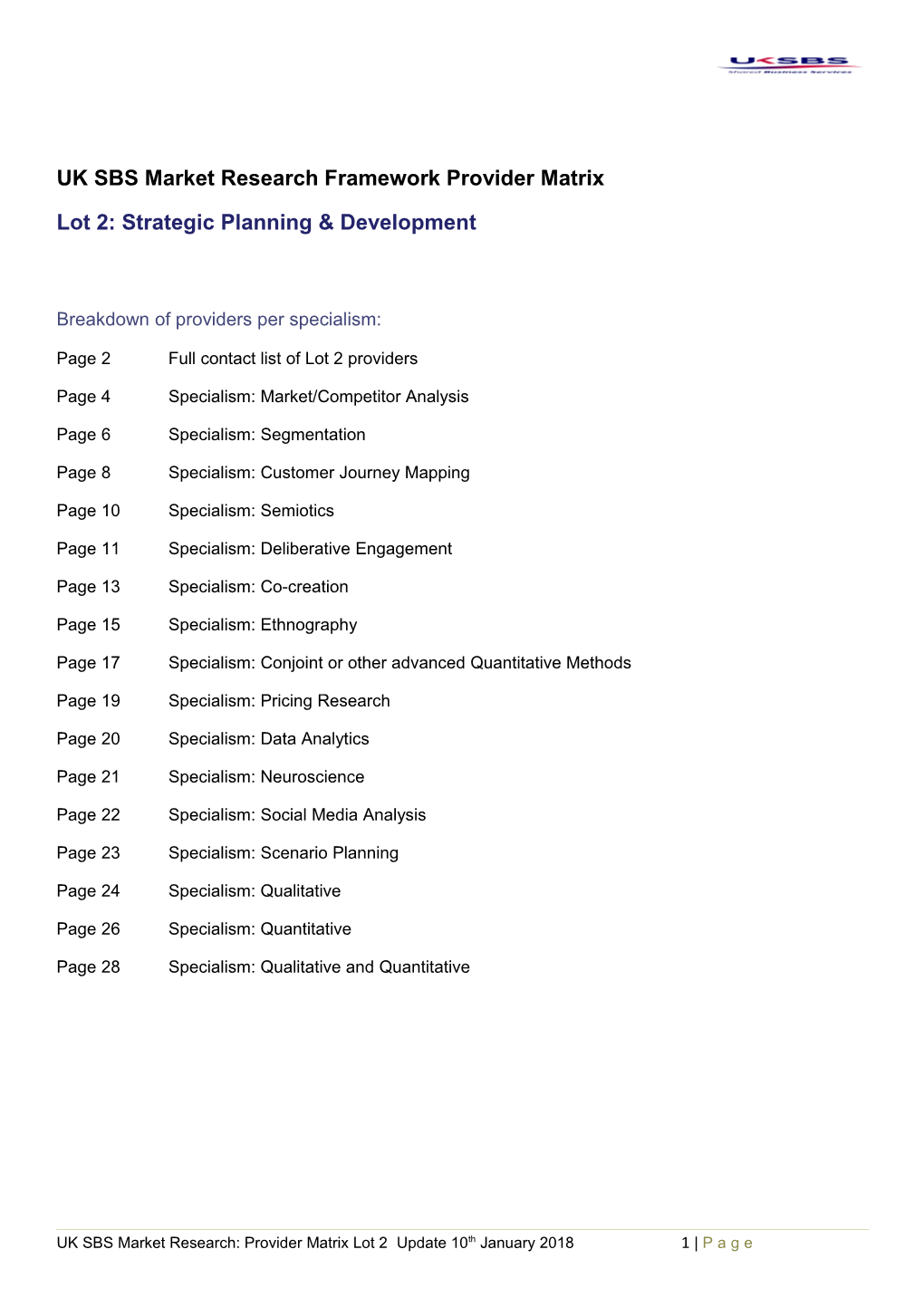 Lot 2: Strategic Planning & Development