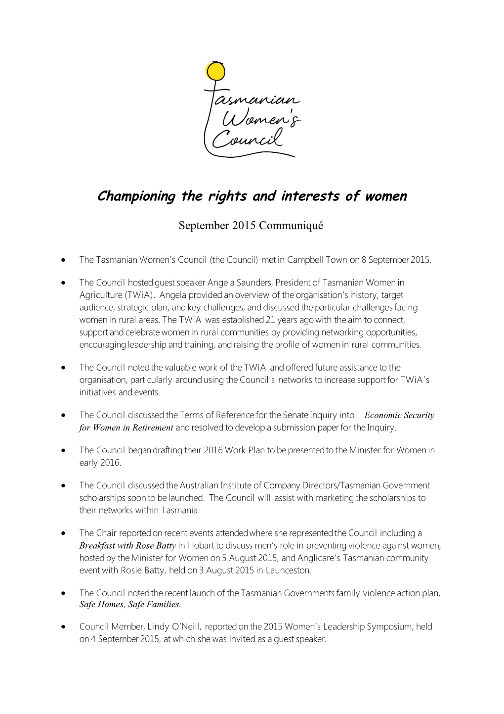 Championing the Rights and Interests of Women