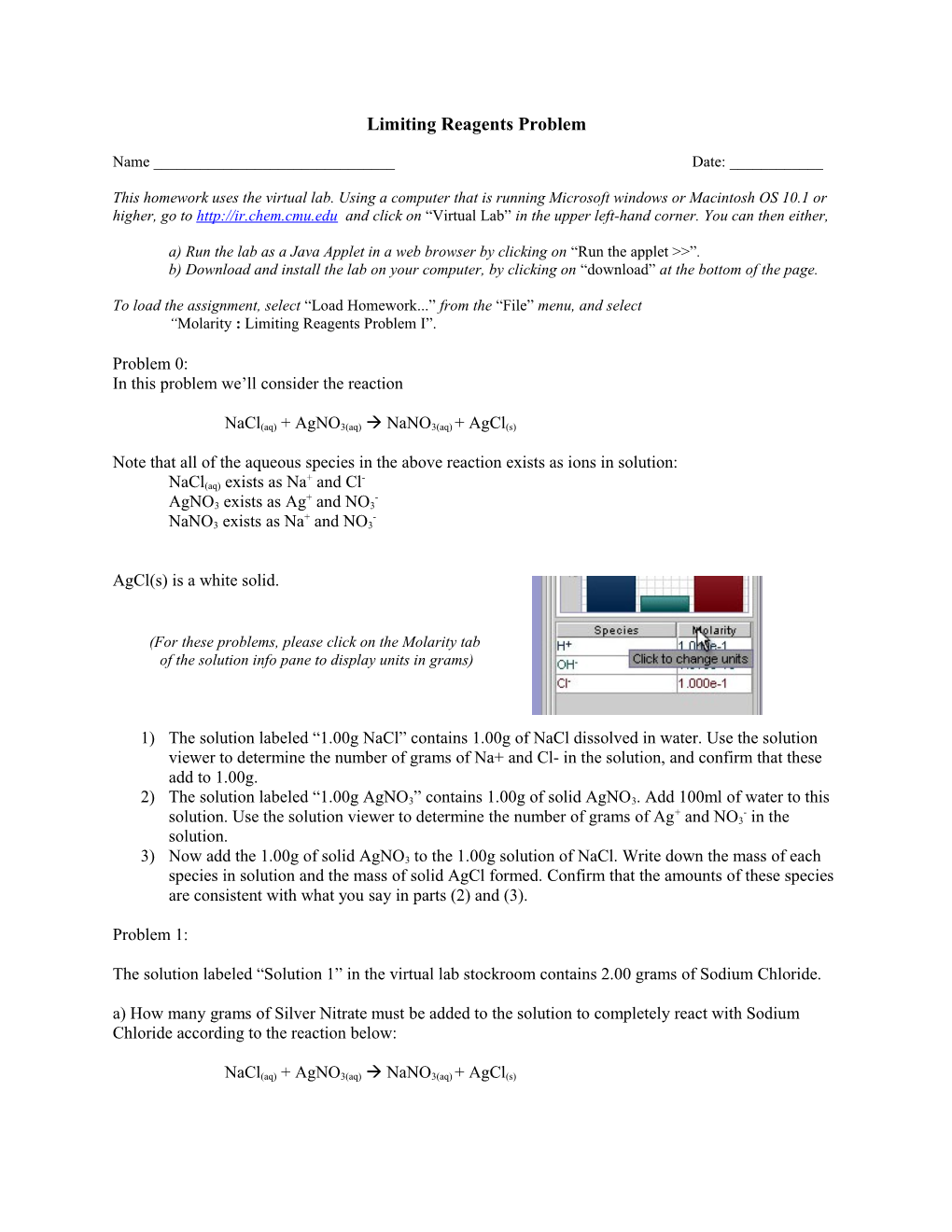 Limiting Reagents Problem